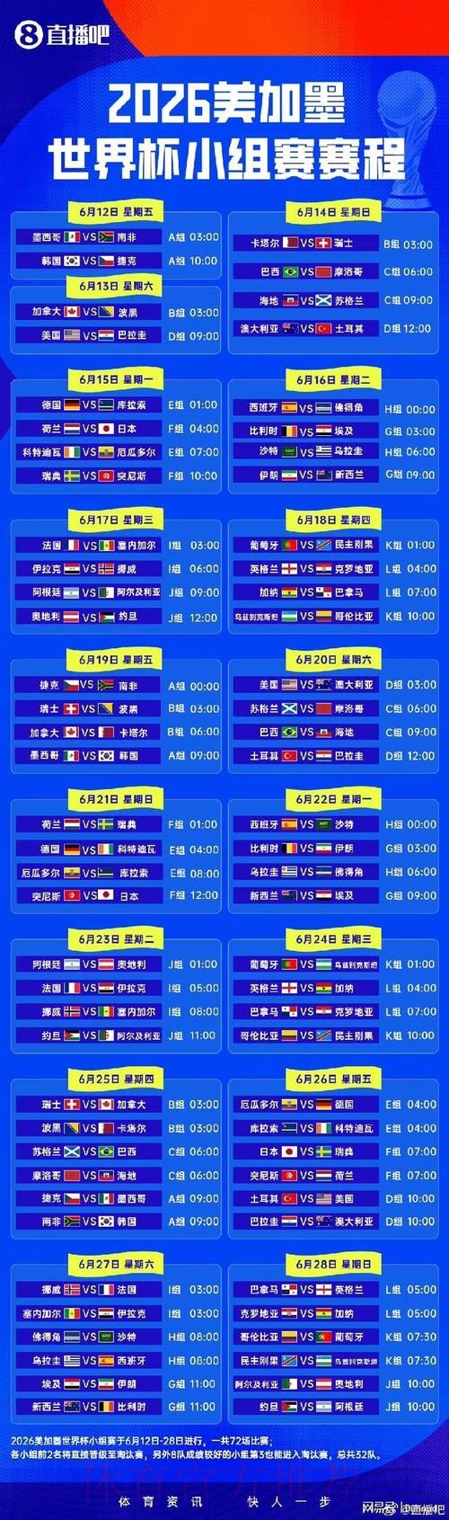 2026世界杯比赛全程赛程一览 2026世界杯比赛全程赛程一览